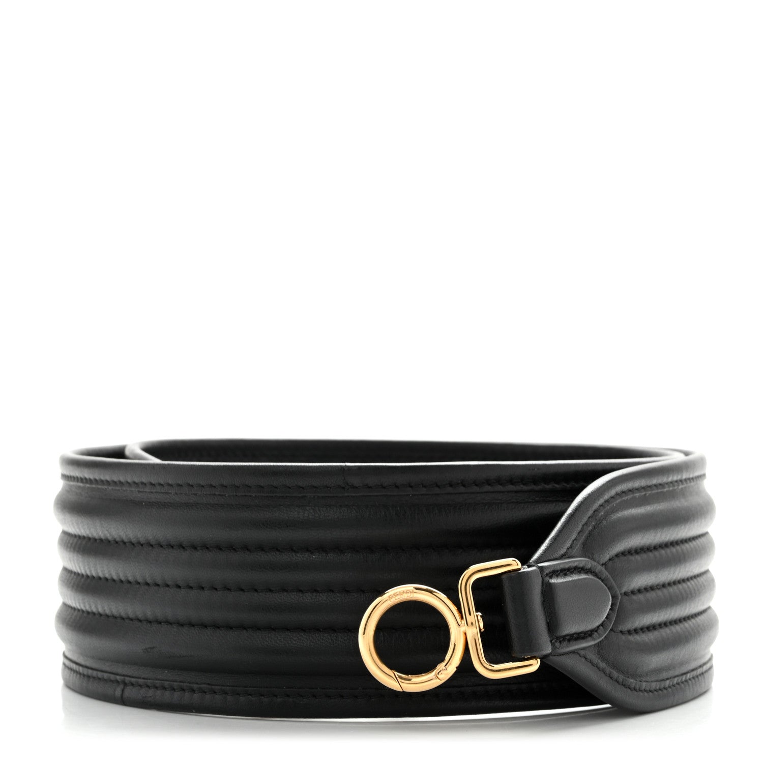 Fendi Shiny Nappa Trapuntata Shoulder Strap Black 1 of 5