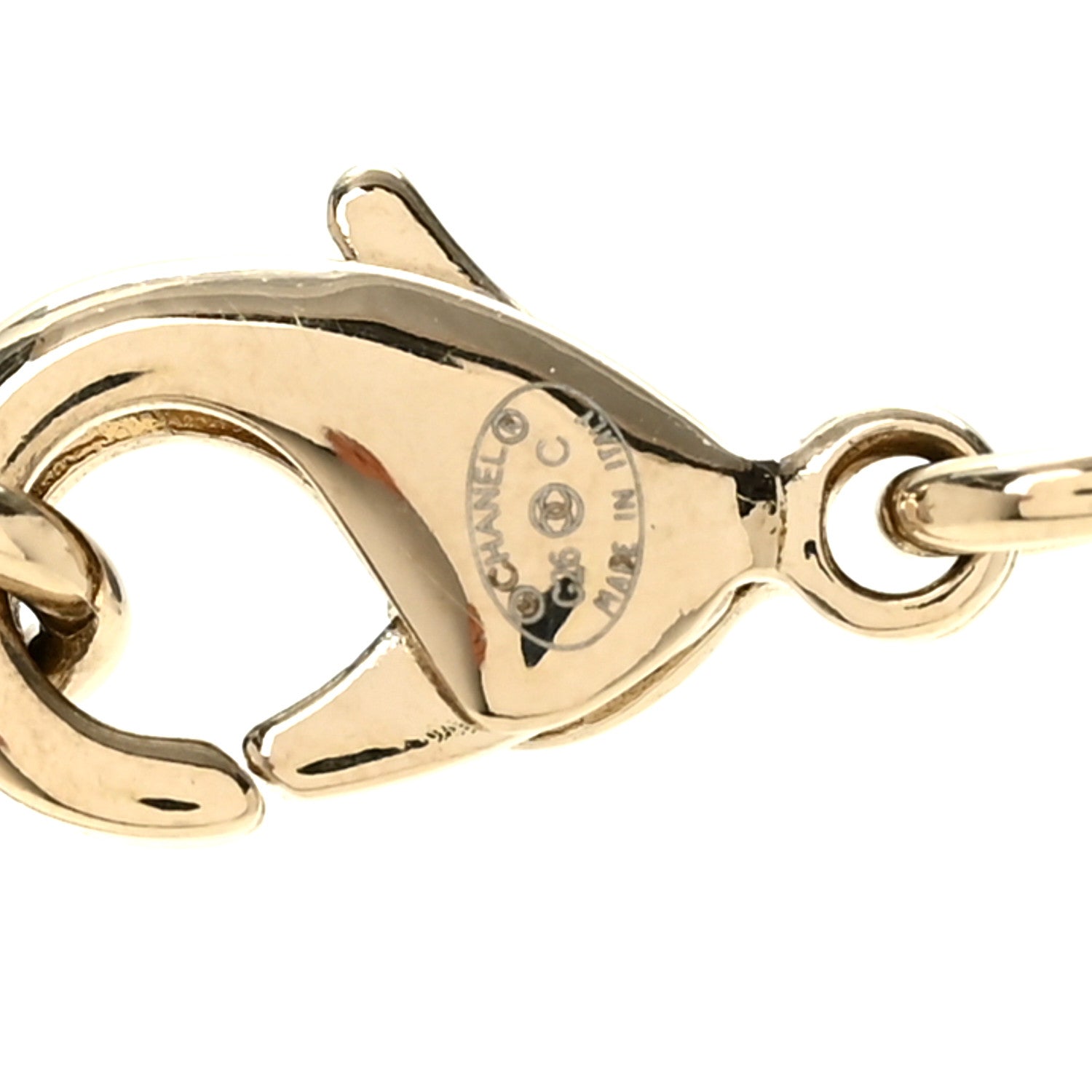 Chanel Pearl Crystal CC Deer Long Necklace Gold Green 5 of 5