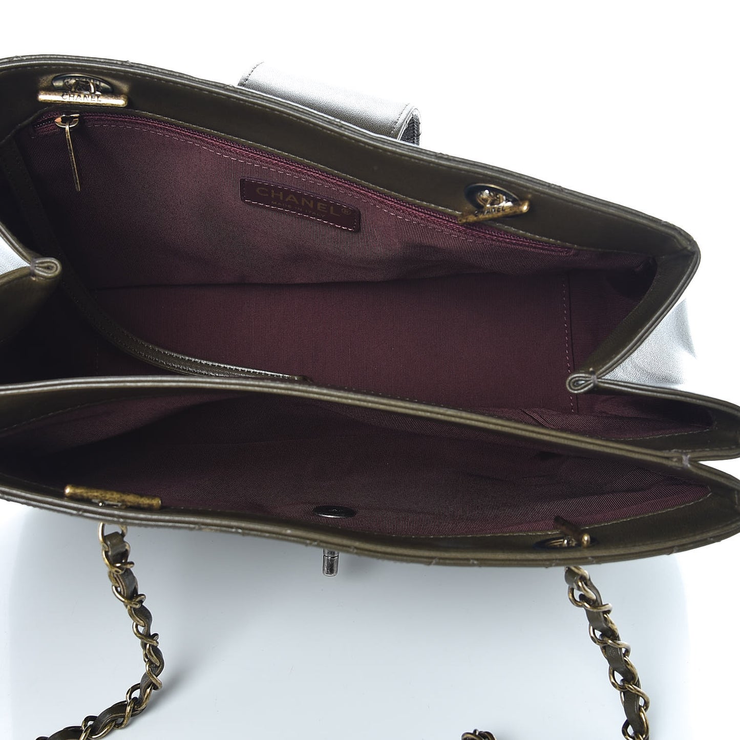 Calfskin Stitched Shopping Tote Green