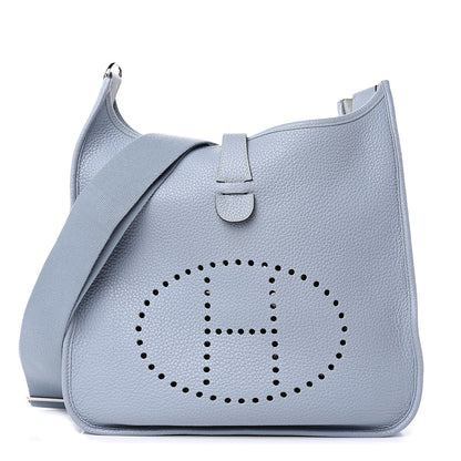 Hermes Taurillon Clemence Evelyne III GM Bleu Lin 1 of 11