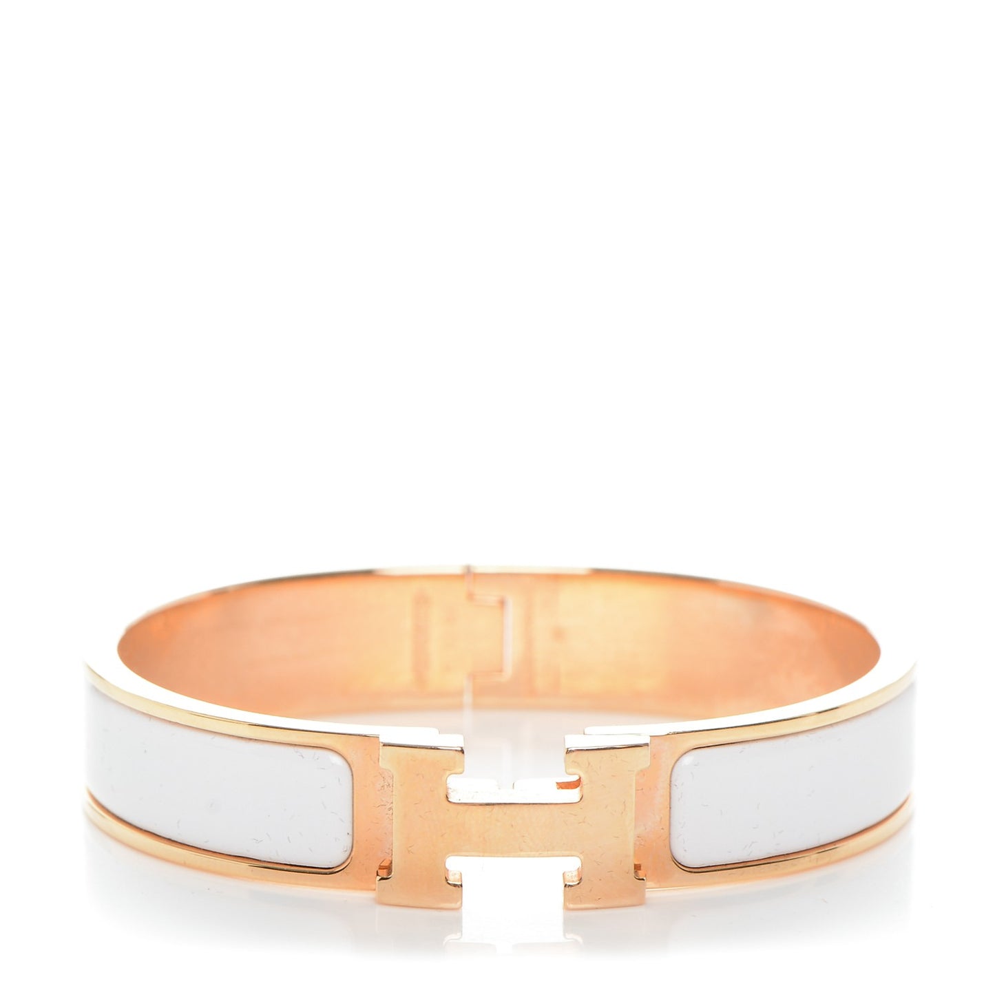 Enamel Narrow Clic Clac H Bracelet PM White