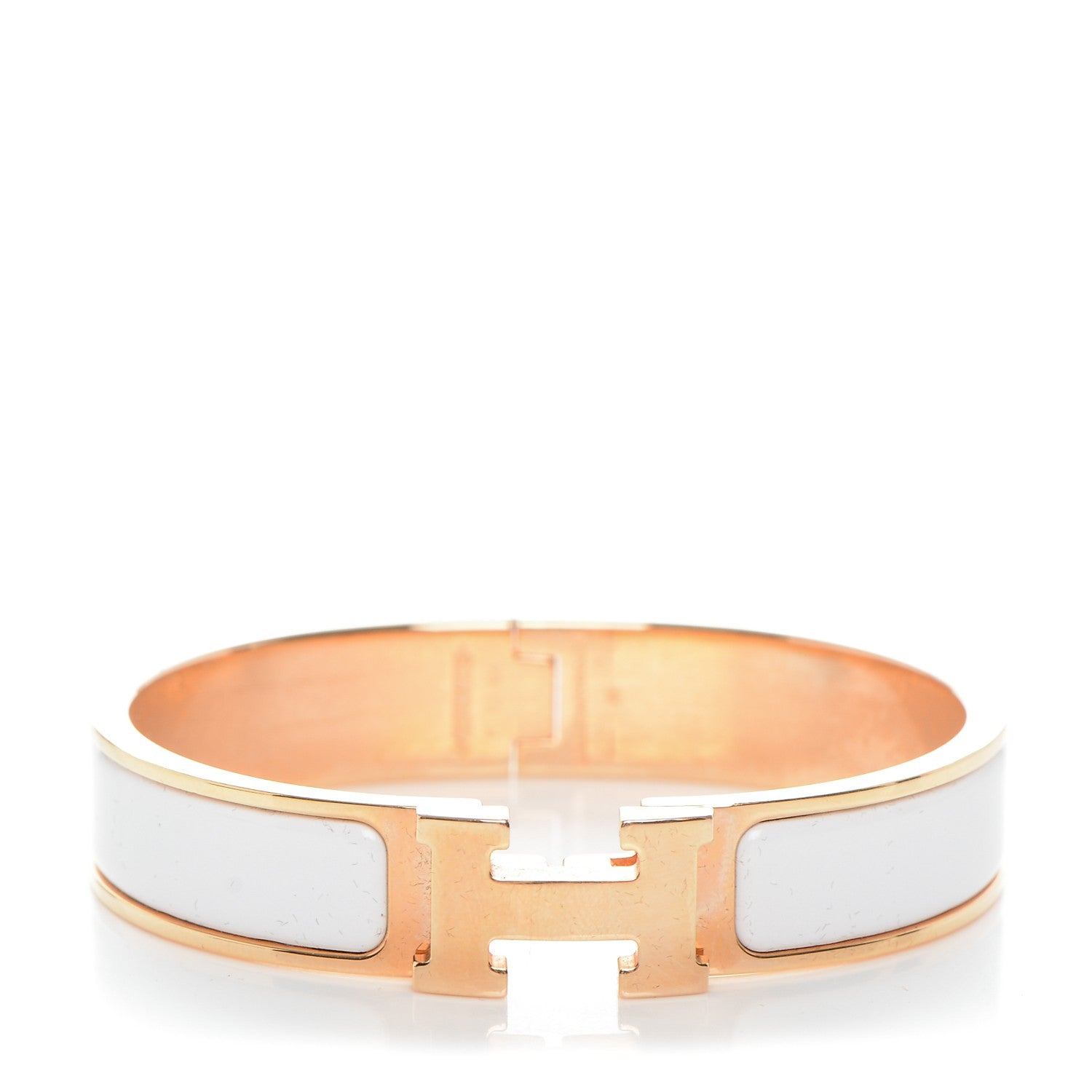 Hermes Enamel Narrow Clic Clac H Bracelet PM White 1 of 4