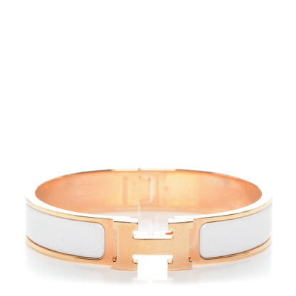 Hermes Enamel Narrow Clic Clac H Bracelet PM White 1 of 4