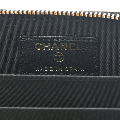 Chanel Goatskin Quilted Chanel 19 Zip Around Coin Purse Wallet Black 6 of 8