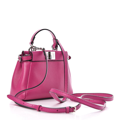 Fendi Nappa Micro Peekaboo Iconic Satchel Magenta 3 of 9