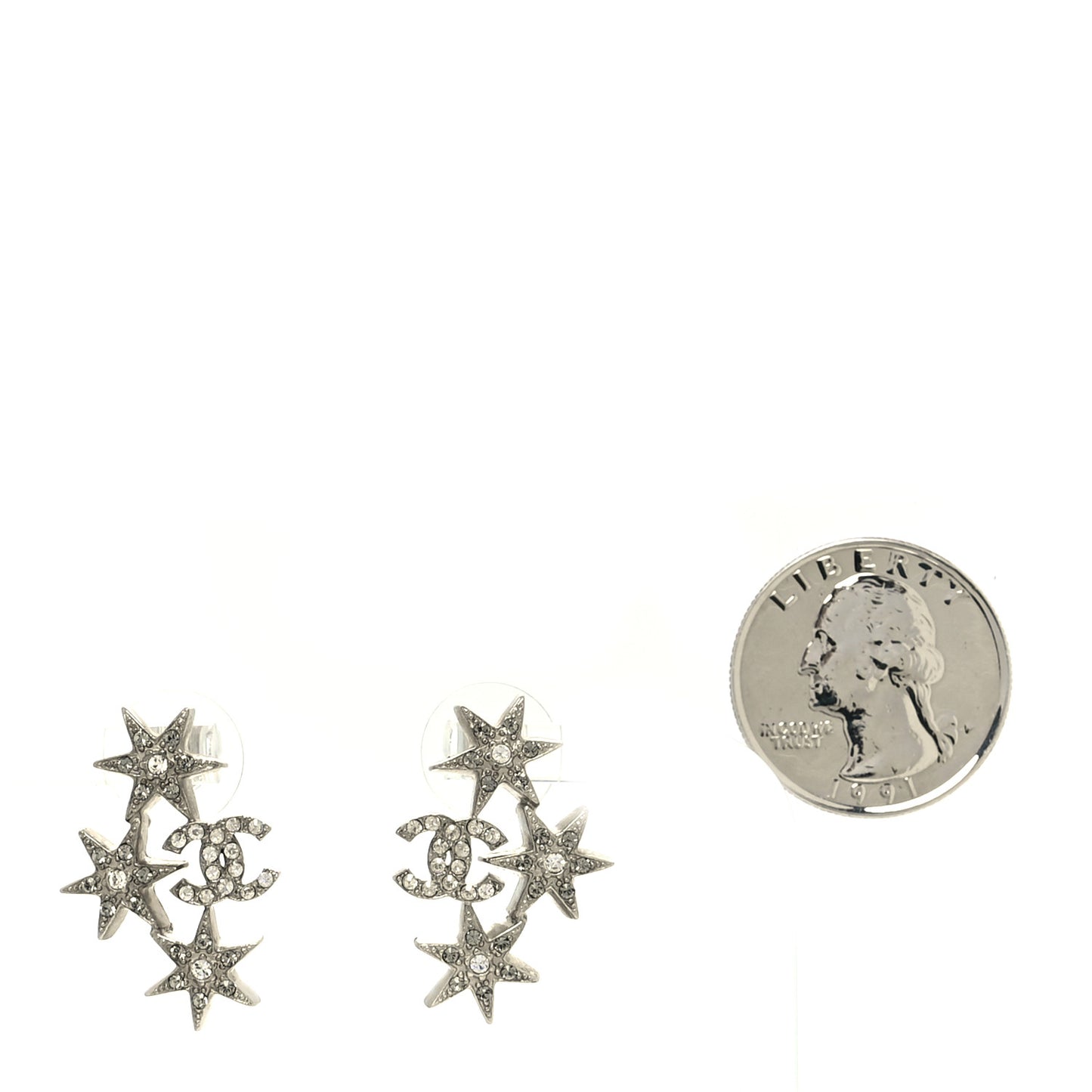 Crystal CC Star Earrings Silver