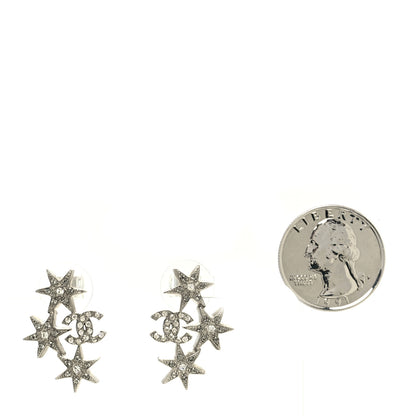 Chanel Crystal CC Star Earrings Silver 2 of 4