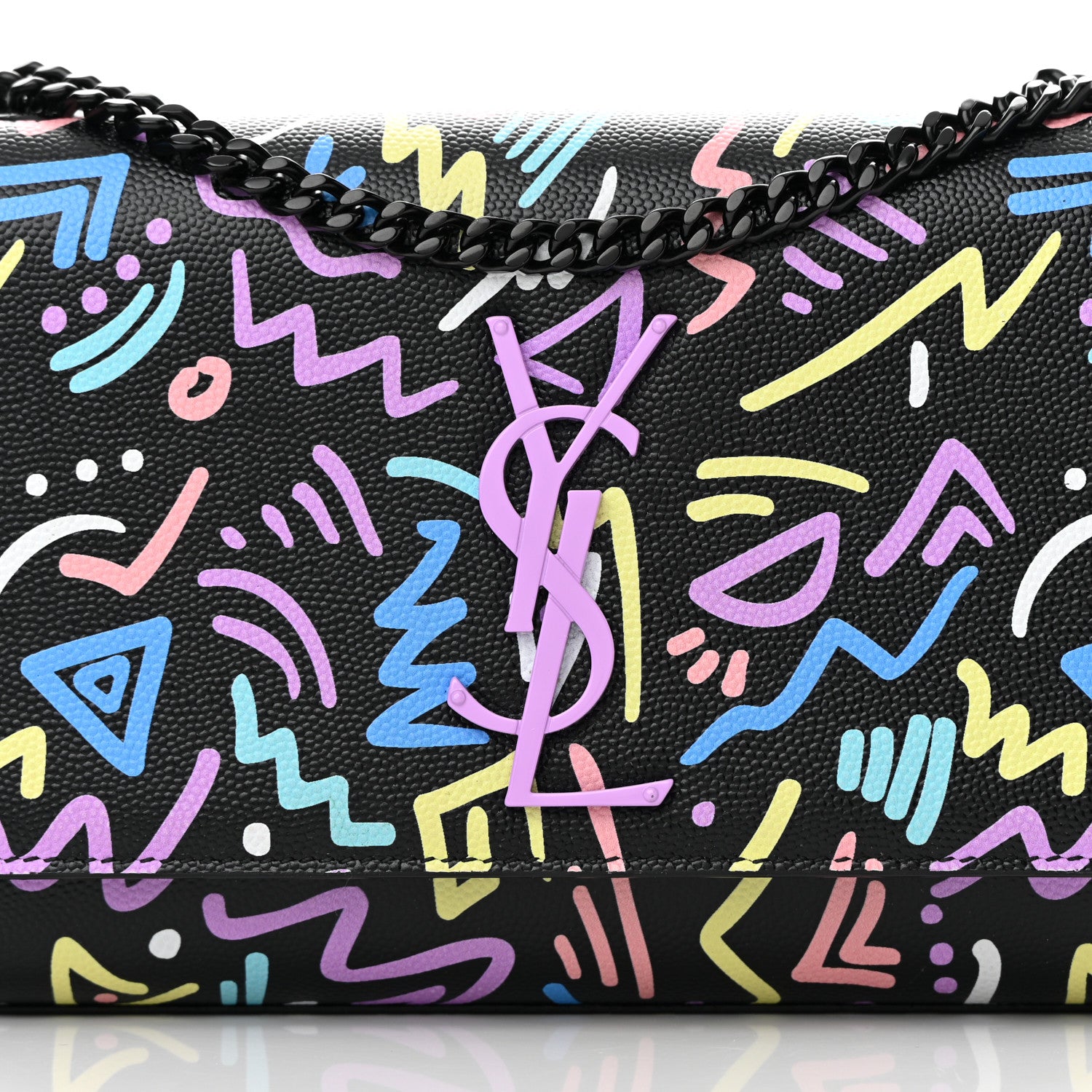 Saint Laurent Grain De Poudre Small Monogram Graphic Print Kate Satchel Black 8 of 13