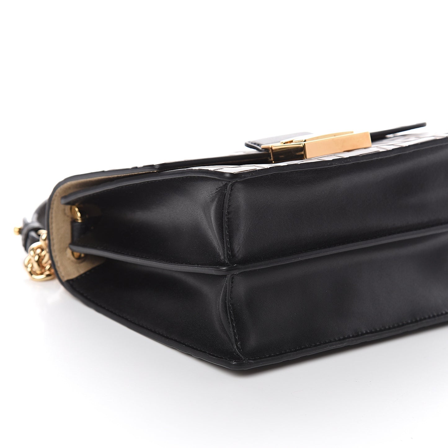 Vitello Liberty Bi-Color FF 1974 Embossed Small Kan U Shoulder Bag Maya Black