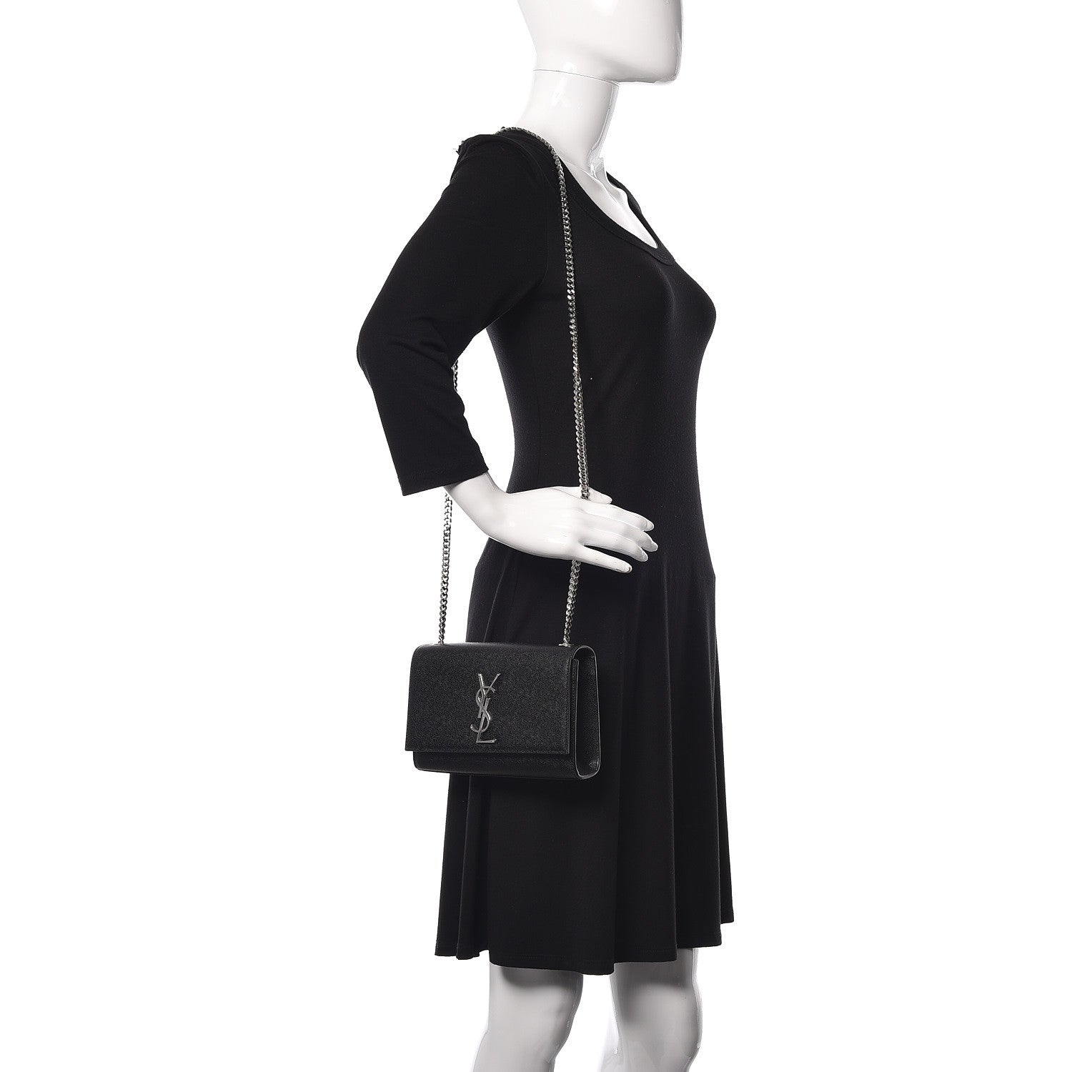 Saint Laurent Grain De Poudre Small Monogram Kate Satchel Black 2 of 10