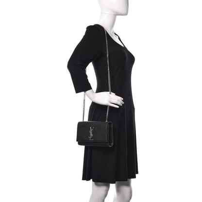 Saint Laurent Grain De Poudre Small Monogram Kate Satchel Black 2 of 10