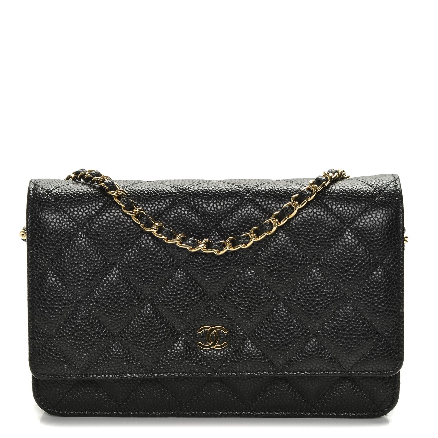 Caviar Quilted Wallet On Chain WOC Black