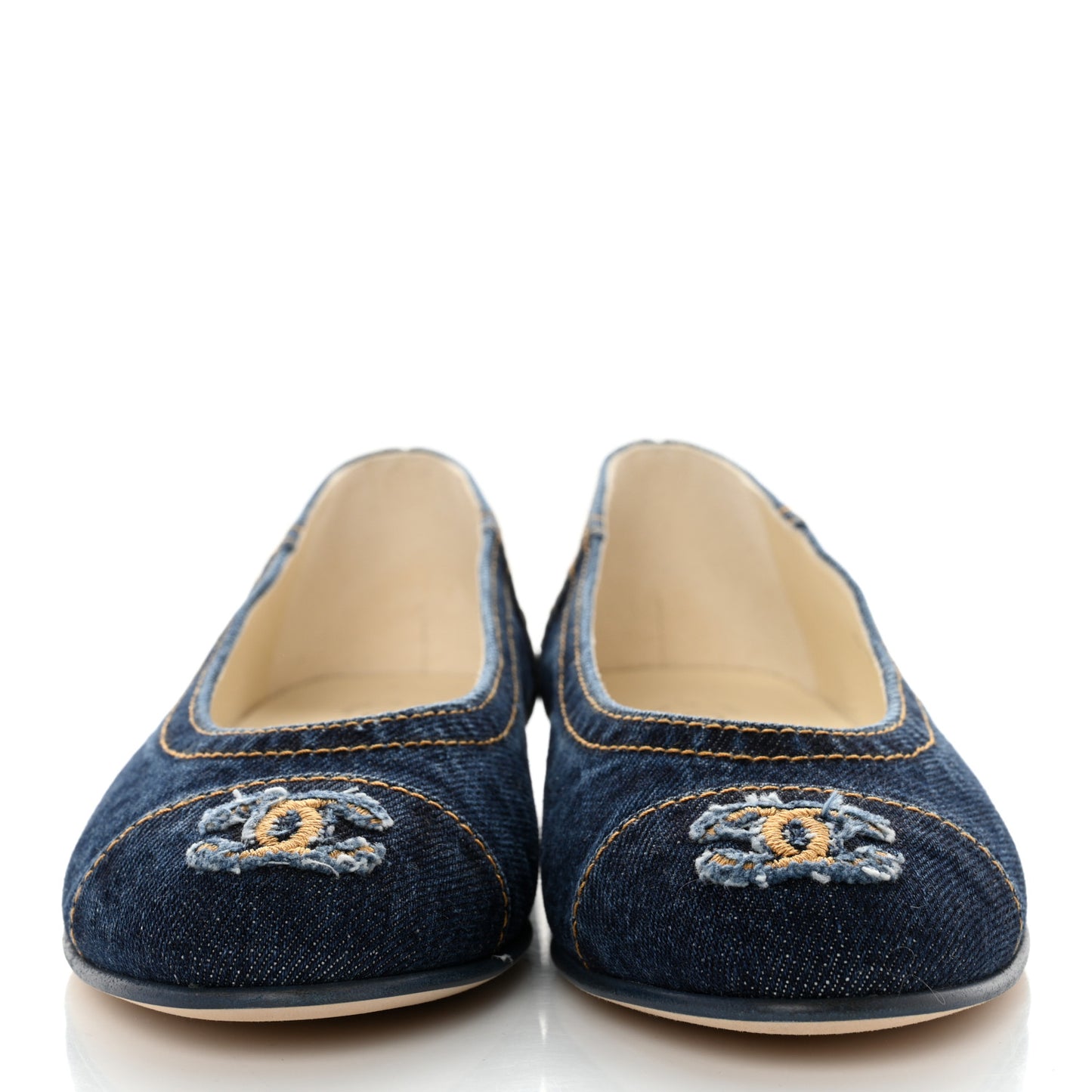 Denim CC Cap Toe Ballerina Flats 37 Navy Blue
