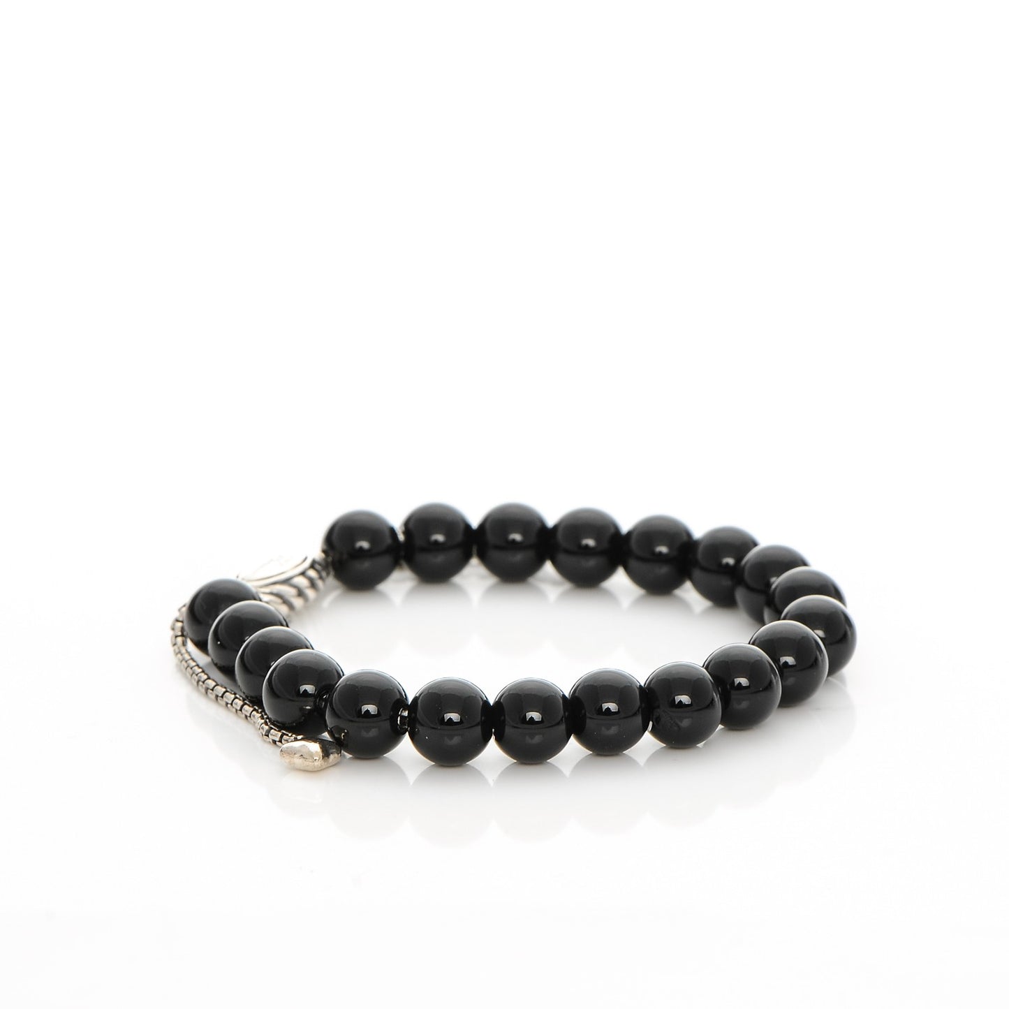 Sterling Silver Black Onyx 8mm Spiritual Beads Adjustable Bracelet