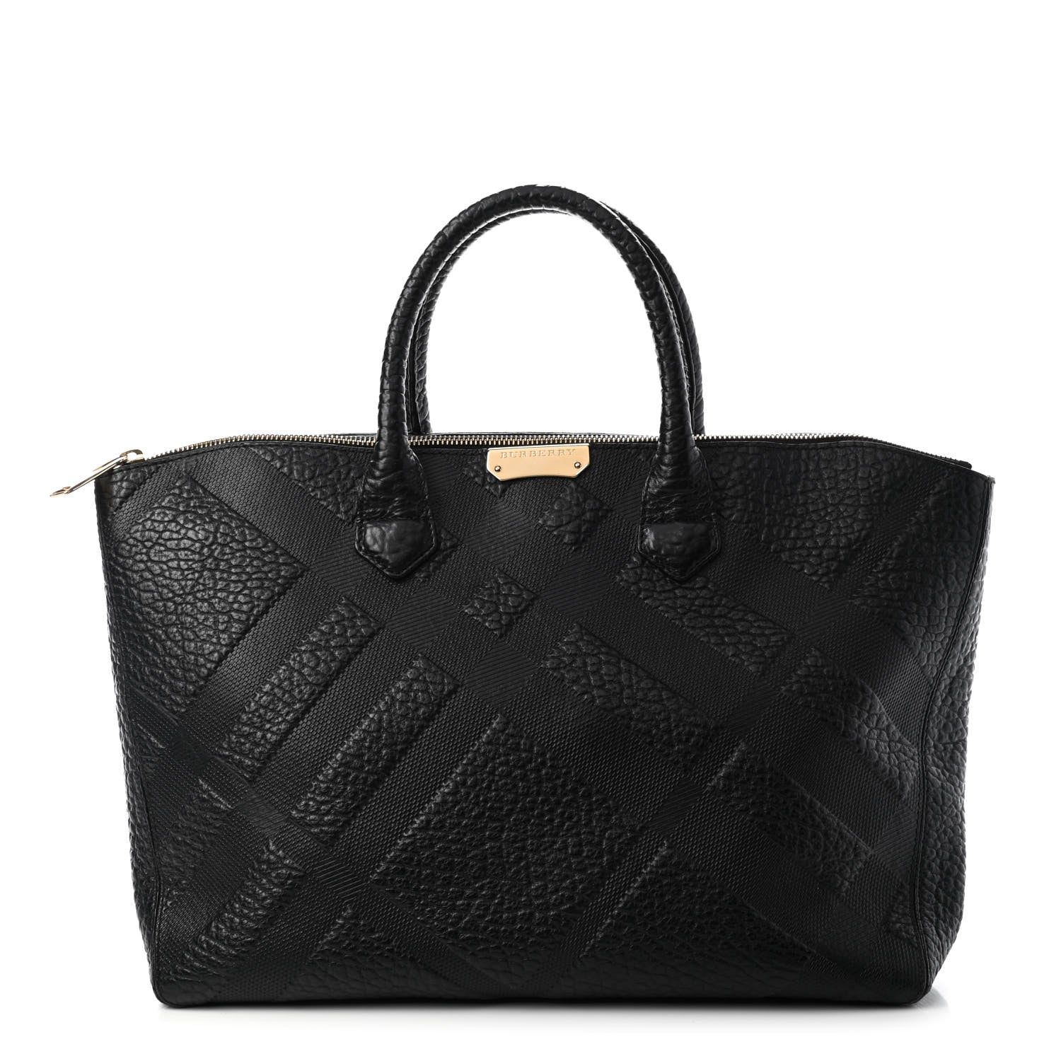 Burberry Heritage Grain Check Embossed Medium Dewsbury Tote Black 1 of 8