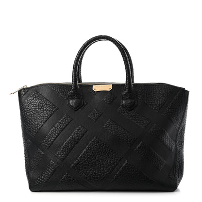 Burberry Heritage Grain Check Embossed Medium Dewsbury Tote Black 1 of 8