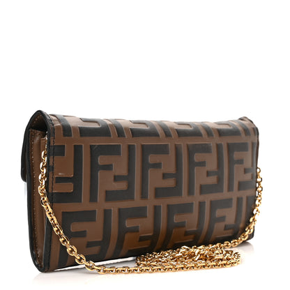 Fendi Vitello Soft F is Fendi Bi-Color FF 1974 Embossed Continental Envelope Wallet On Chain Maya Black 2 of 7