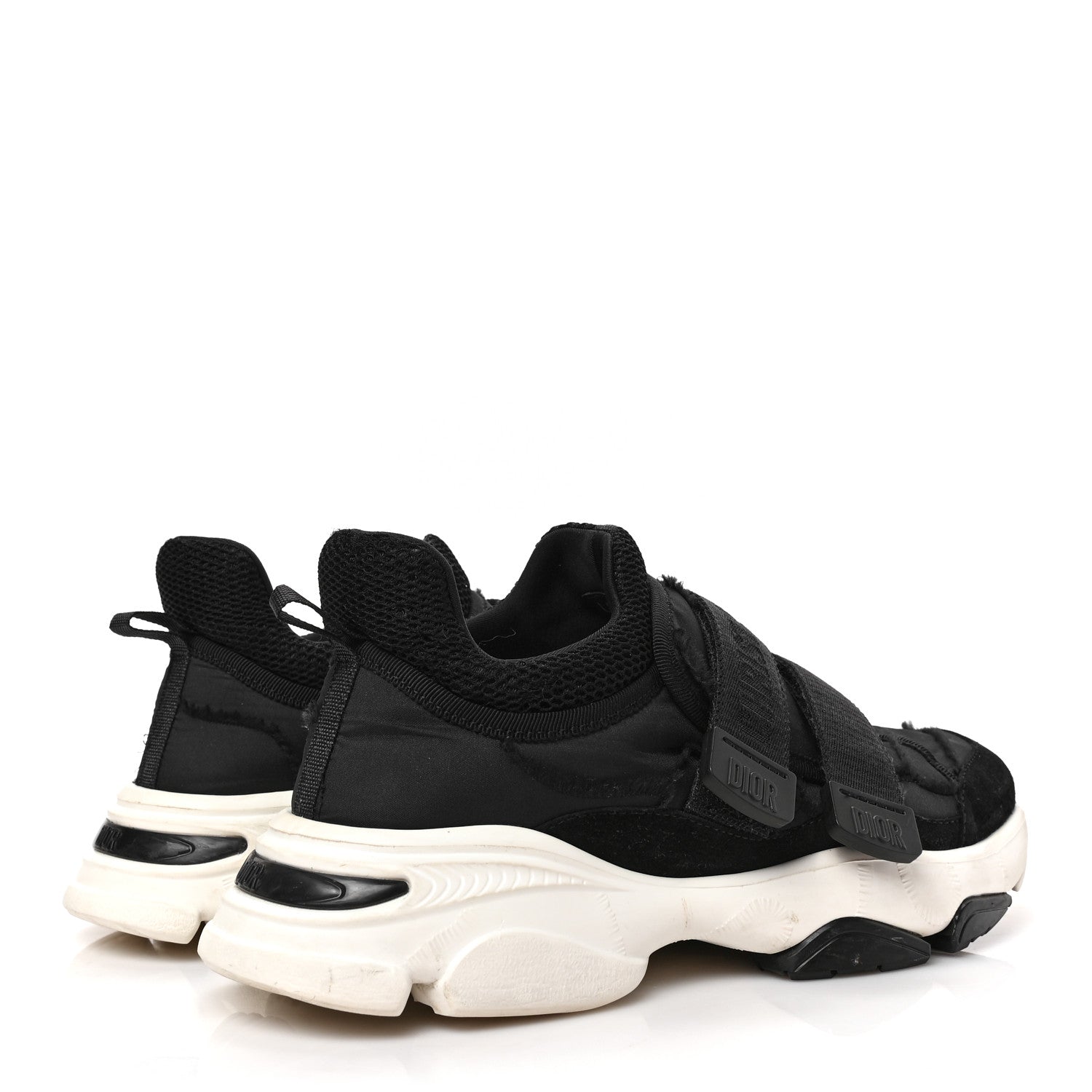 Christian Dior Shiny Oblique Technical Fabric Nylon Womens D-Wander Sneakers 36 Black White 4 of 7