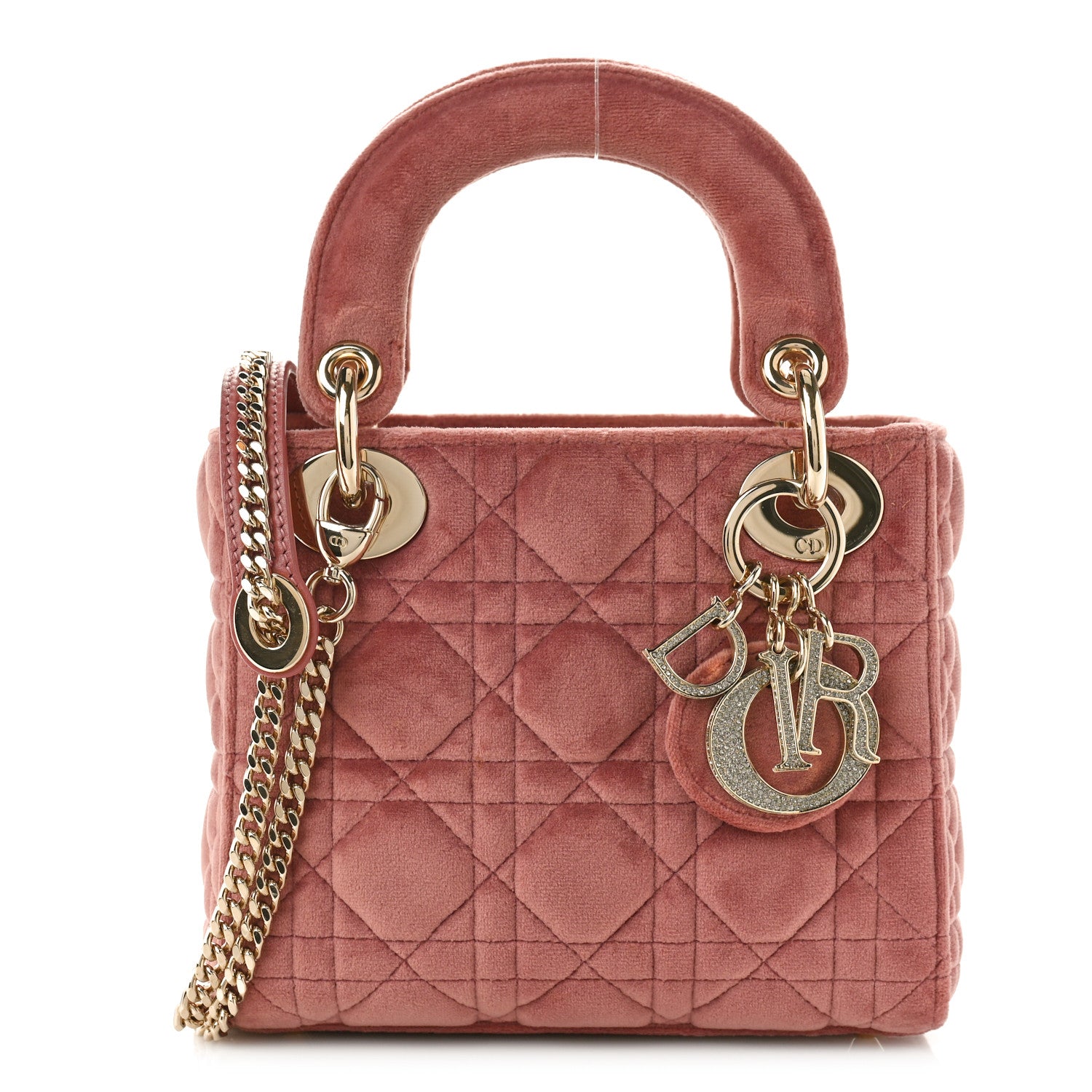 Christian Dior Velvet Mini Lady Dior Pink 1 of 9