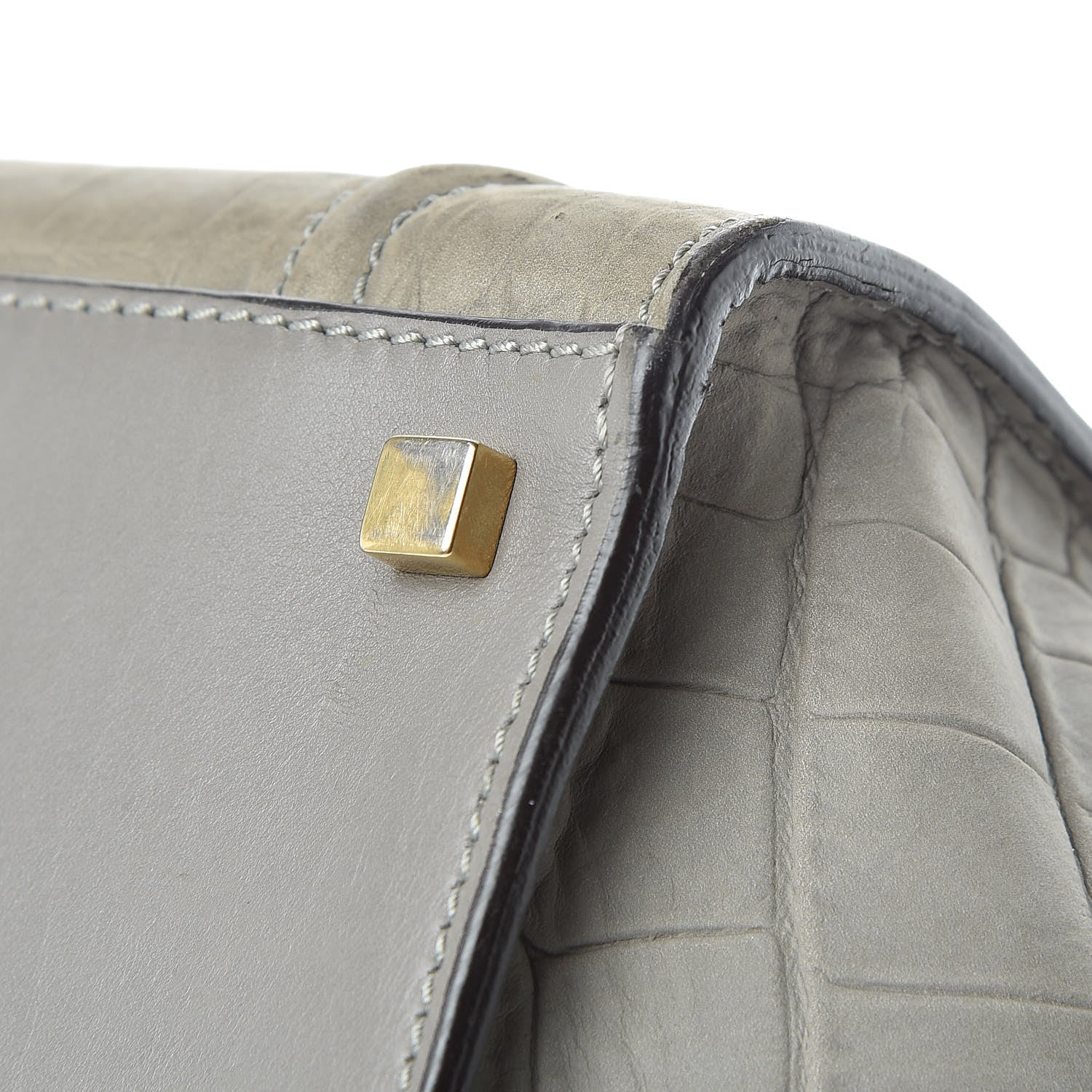 Celine Crocodile Embossed Nubuck Medium Phantom Luggage Grey 16 of 24