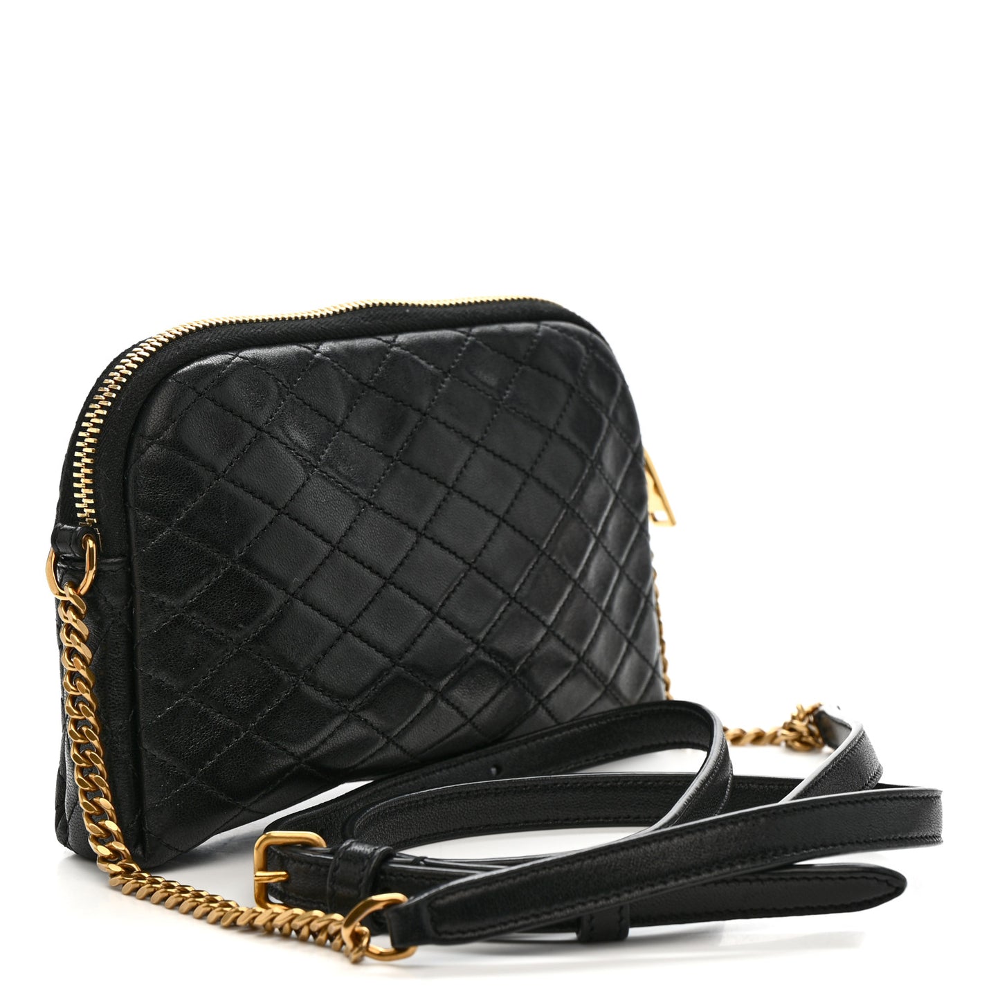 Lambskin Quilted Gaby Zipped Pouch Black