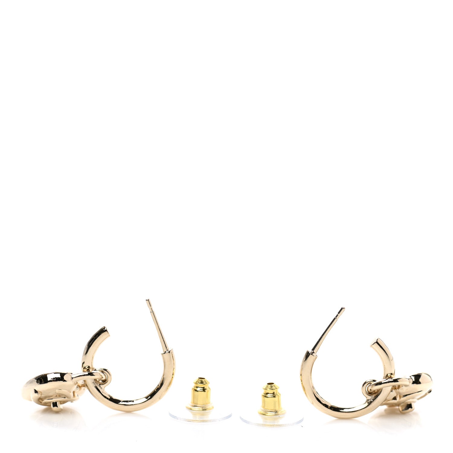 Chanel Metal CC Heart Drop Earrings Gold 3 of 5