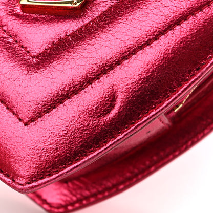 Saint Laurent Metallic Calfskin Matelasse Chevron Monogram Small Love Heart Chain Bag Red 11 of 14