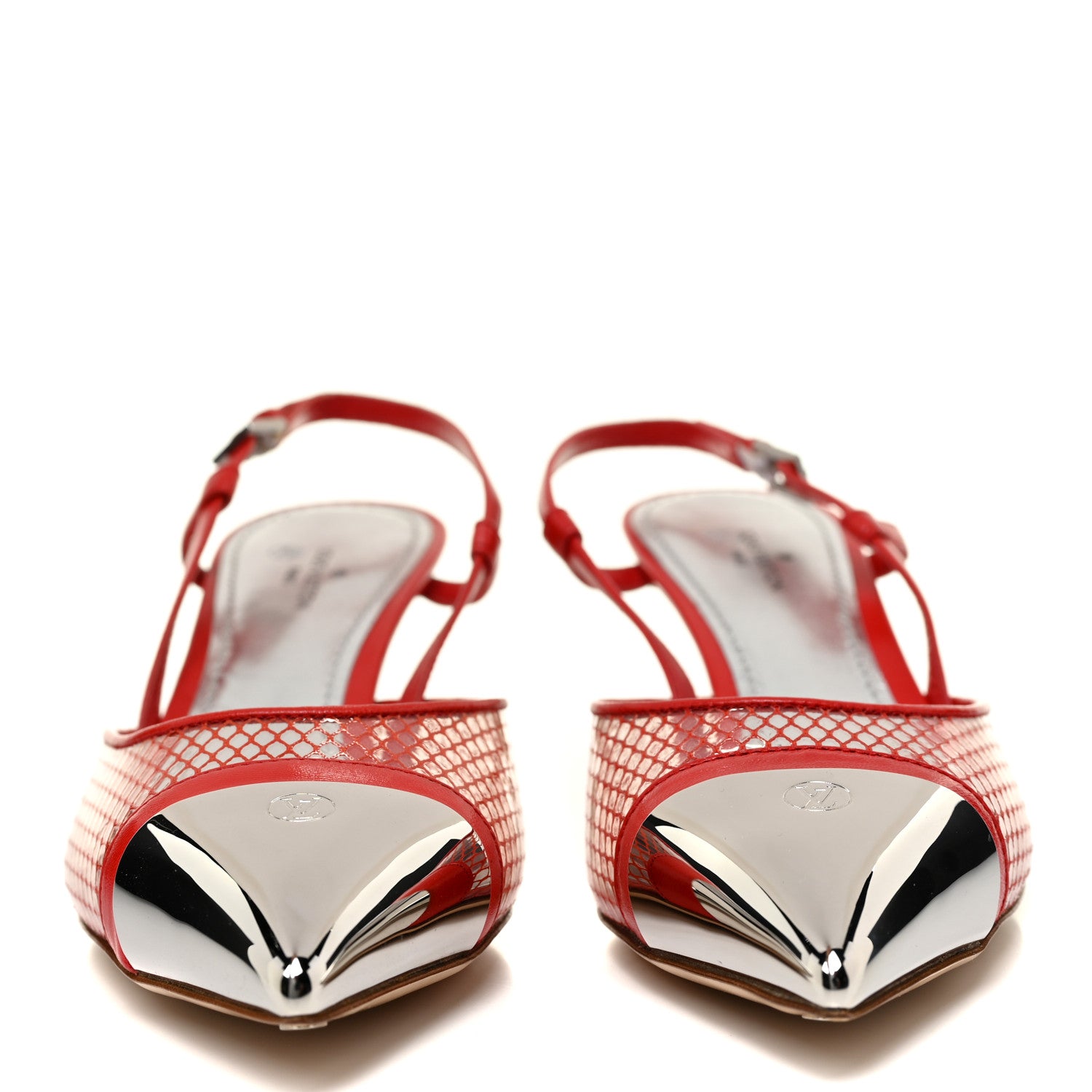 Louis Vuitton Calfskin Mesh PVC Urban Twist Slingback Mules 36.5 Red 2 of 8