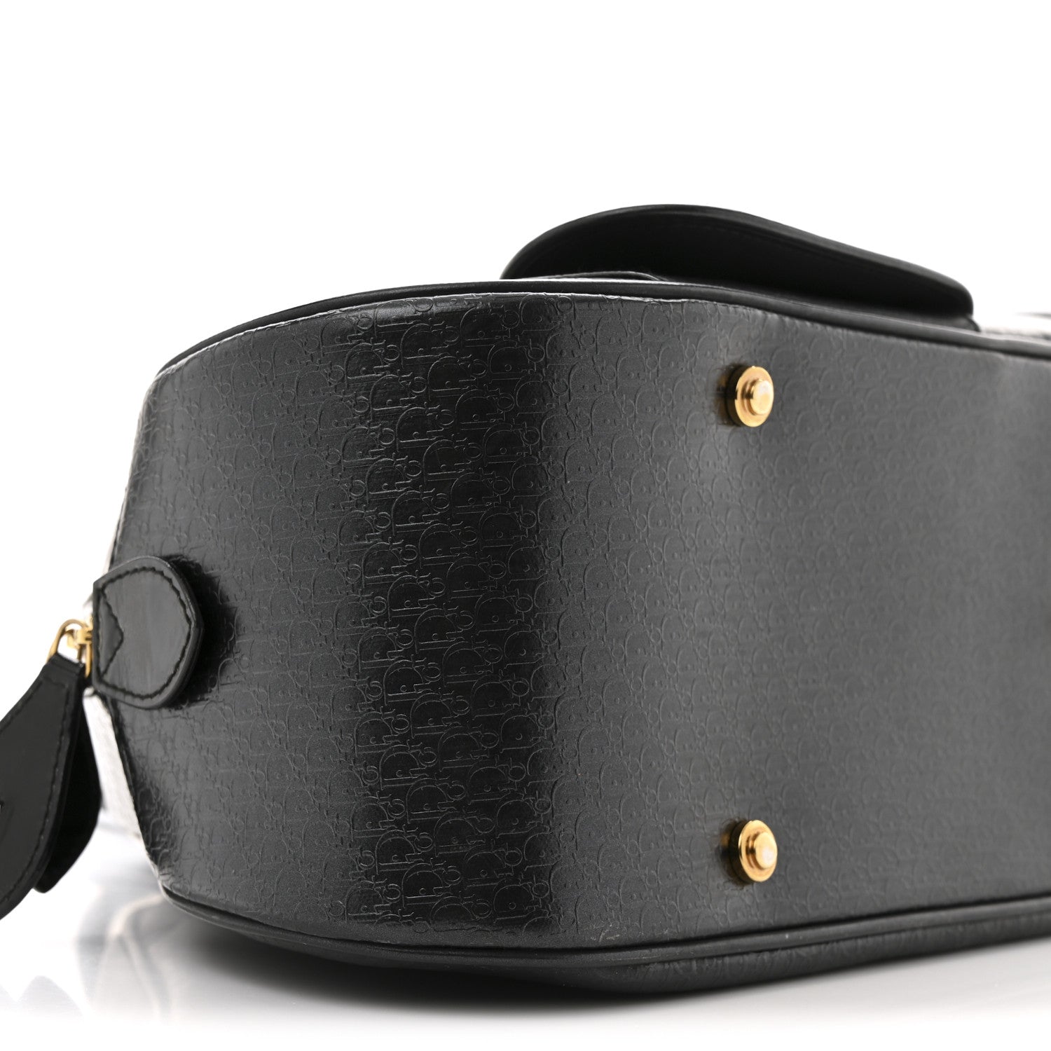 Christian Dior Patent Calfskin Embossed Saddle Bowler Black 9 of 15