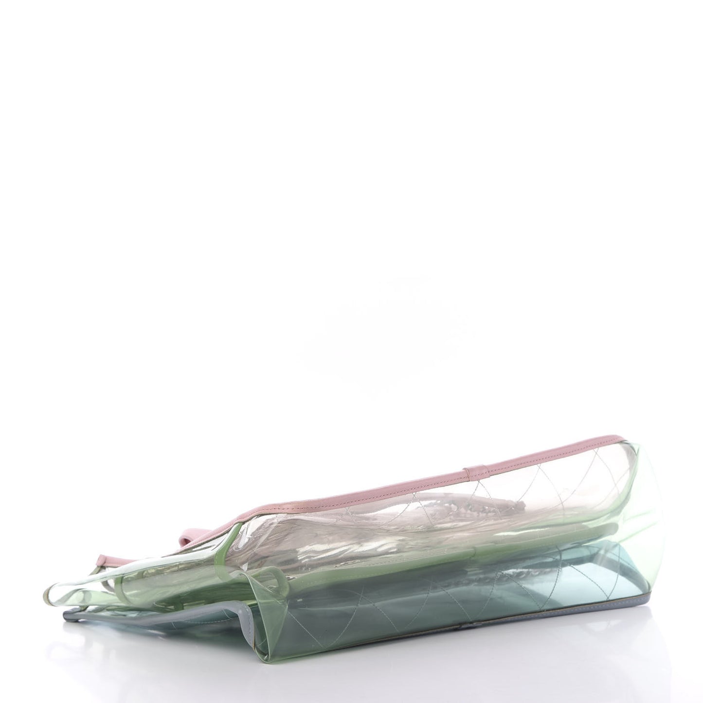 PVC Lambskin Stitched Medium Coco Splash Shopping Bag Green Pink