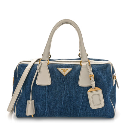 Prada Denim Saffiano Bauletto Blue 1 of 8