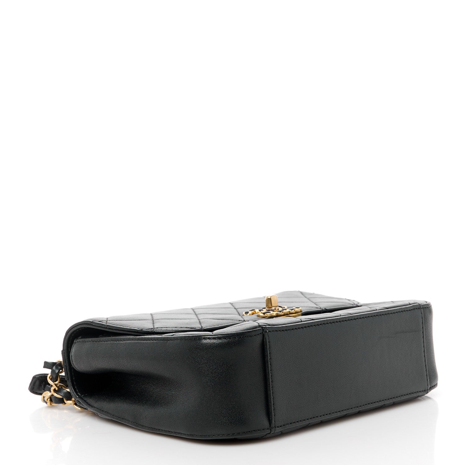 Chanel Lambskin Quilted Chain Infinity Top Handle Flap Black 4 of 10