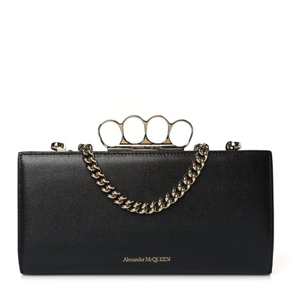 Alexander McQueen Nappa Skull Four Ring Knuckle Wallet On Chain Black 1 of 8
