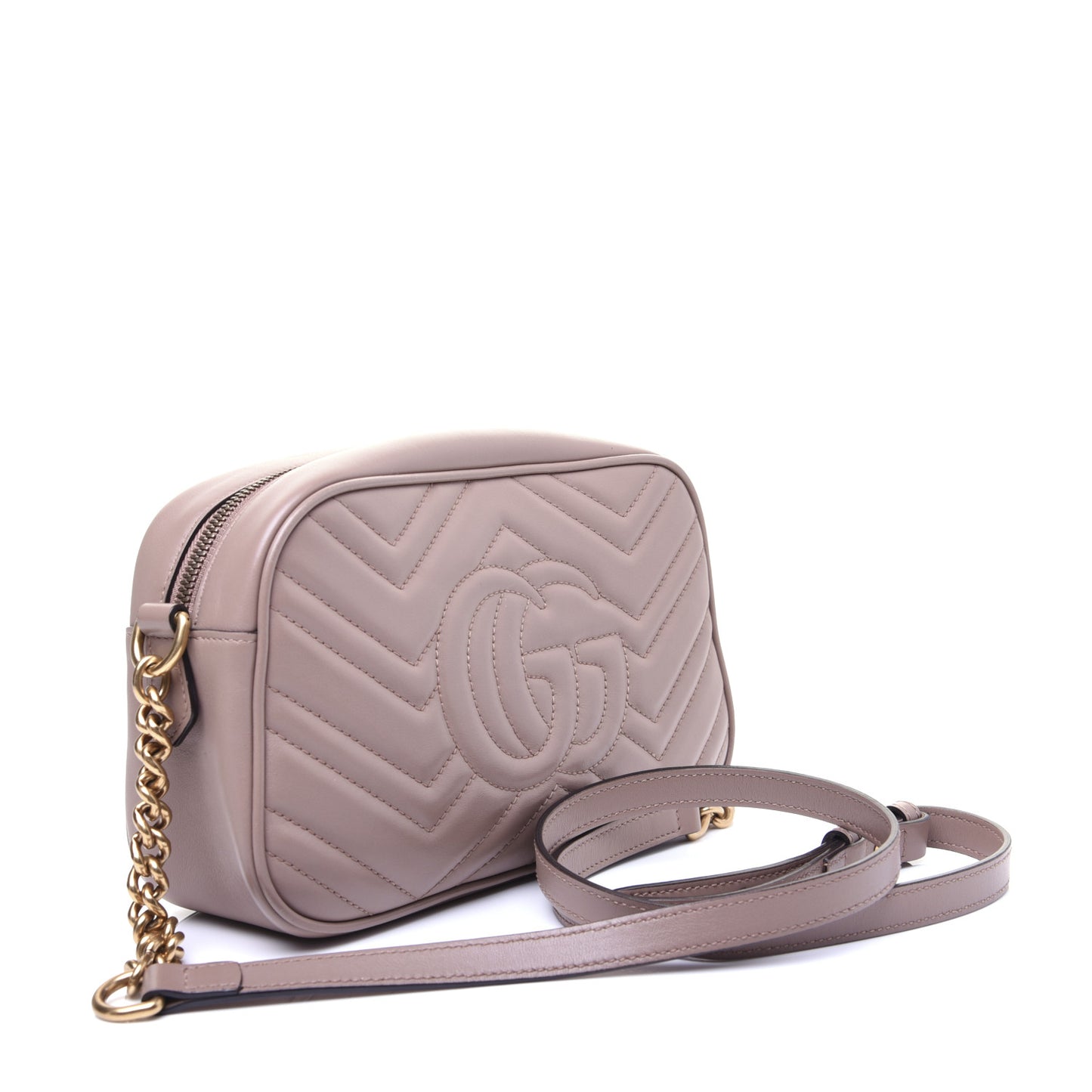Calfskin Matelasse Small GG Marmont Chain Shoulder Bag Porcelain Rose
