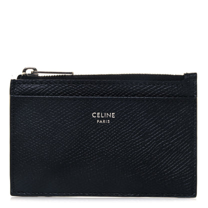 Celine Grained Calfskin Zipped Card Holder Black 1 of 7