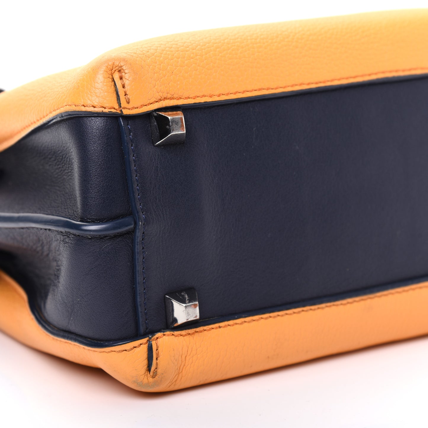 Grained Calfskin Bi-Color Mini Milla Tote Yellow Black