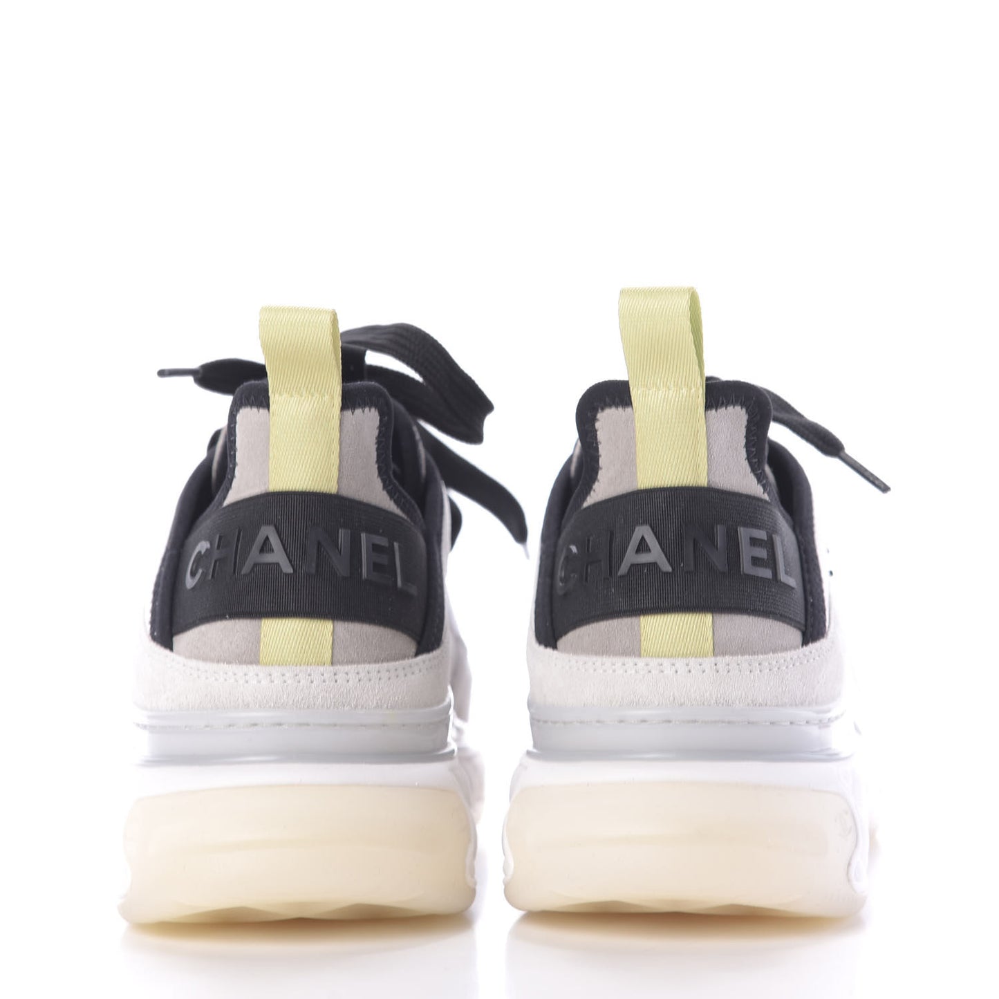 Nylon Calfskin Suede CC Sneakers 36.5 White Grey Yellow
