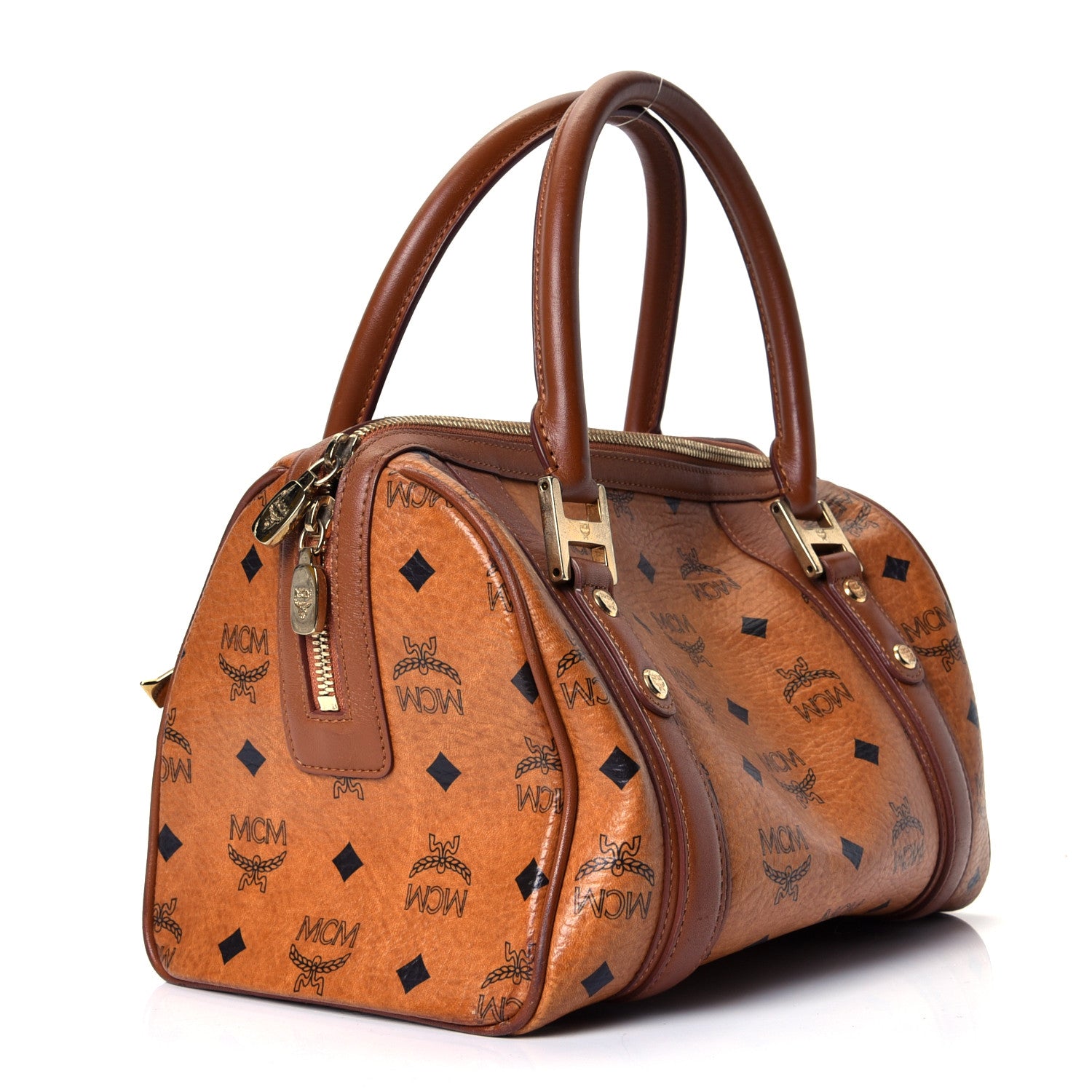 MCM Visetos Small Boston Bag Cognac 2 of 4