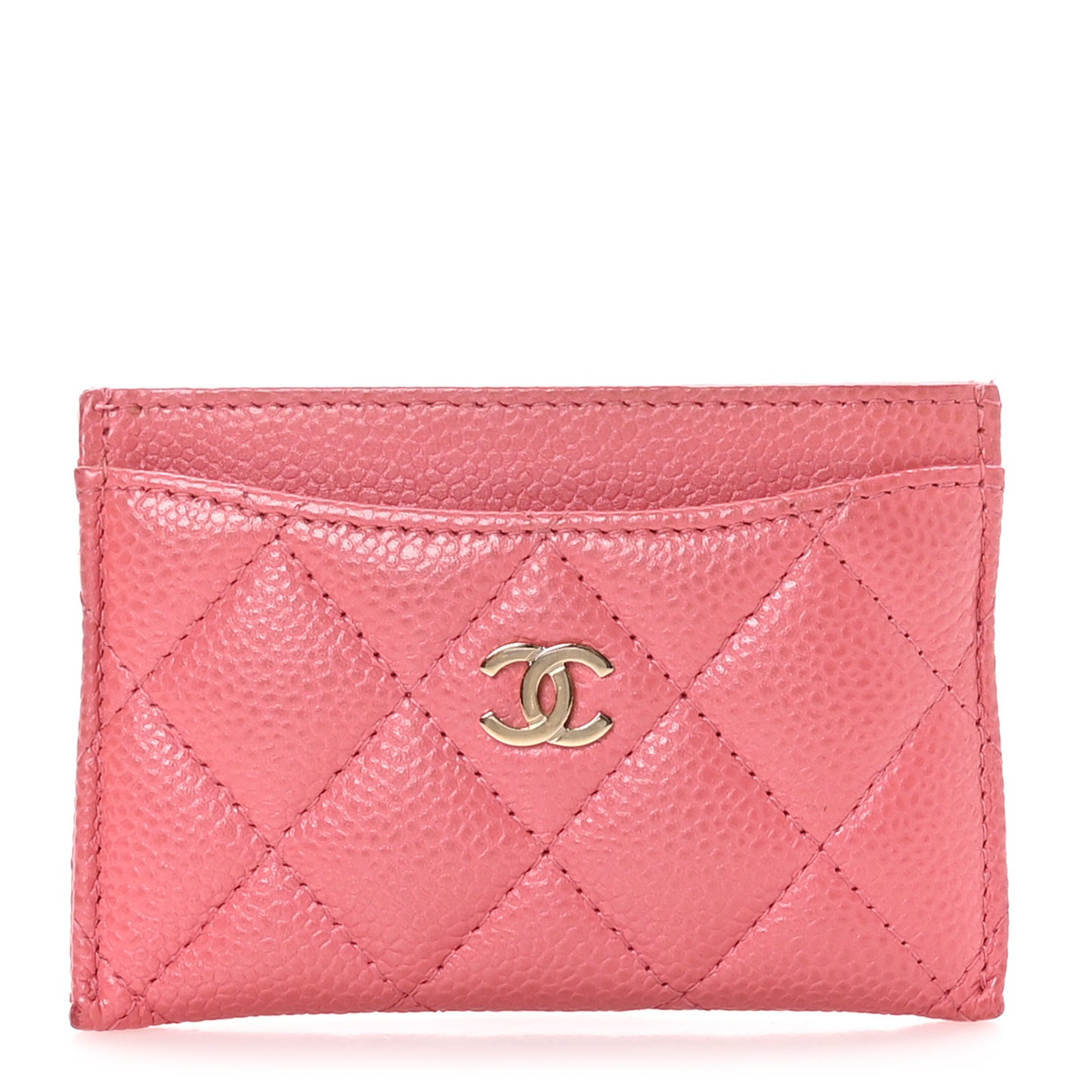 Caviar Quilted Card Holder Pink