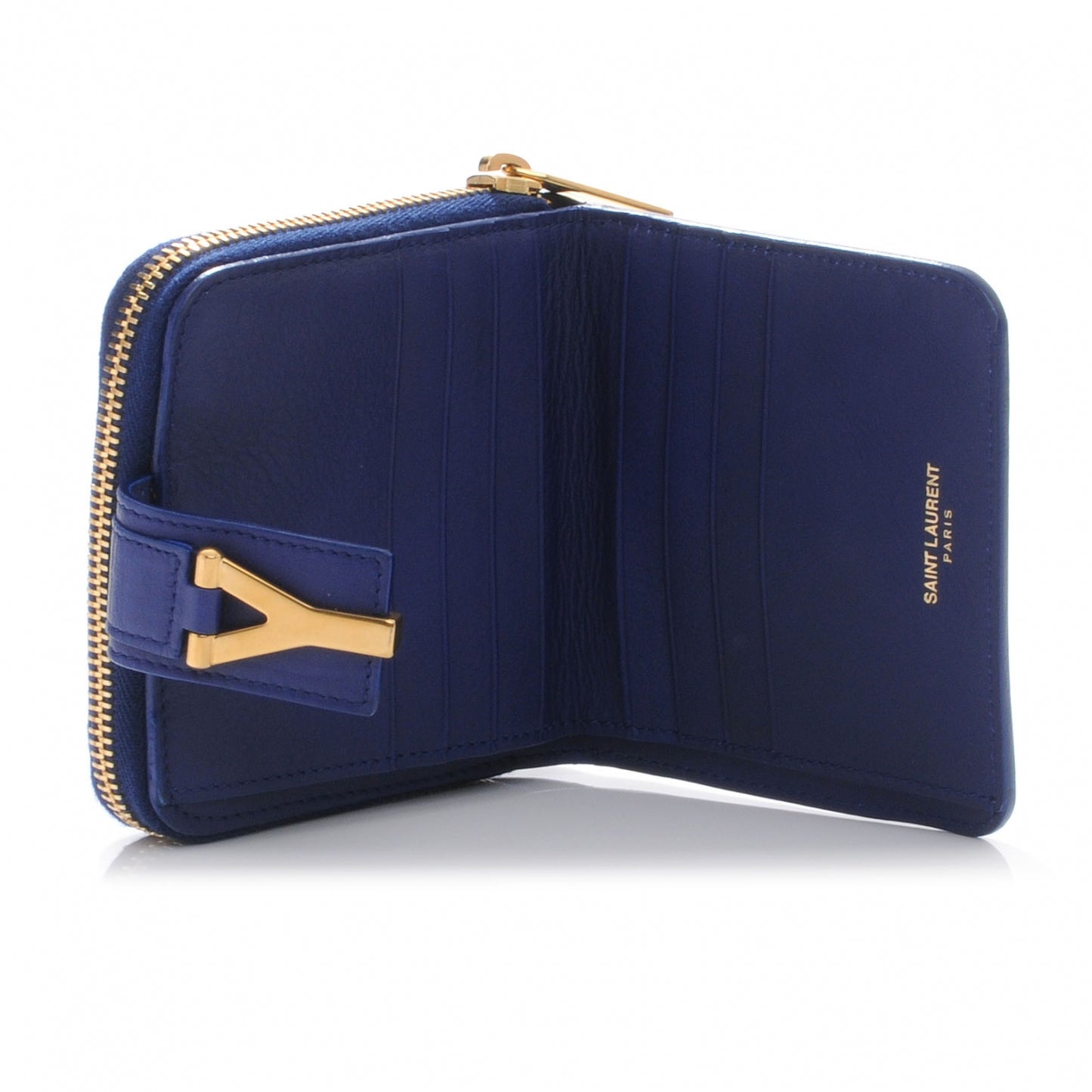 Leather Y Line ChYc Compact Wallet Blue