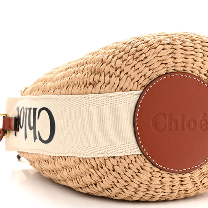 Chloe Raffia Calfskin Small Woody Basket Bag Brown 9 of 10