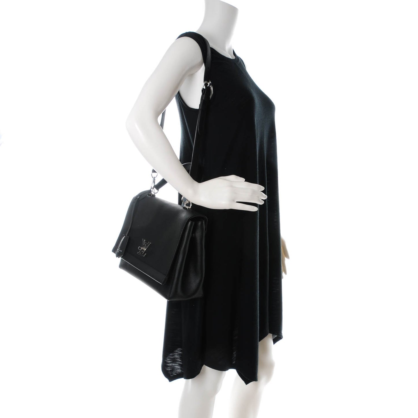 Soft Calfskin Lockme II Top Handle Black