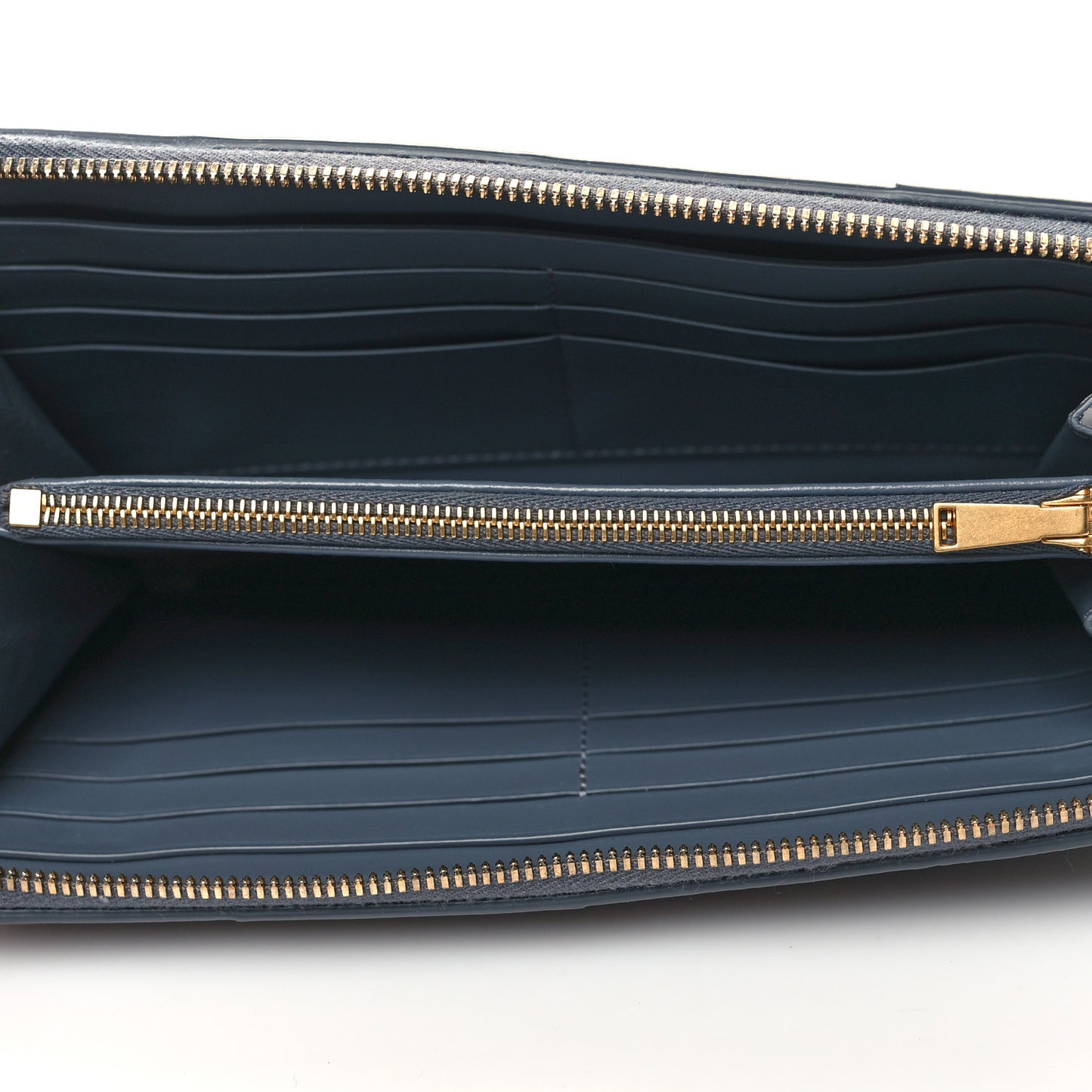 Calfskin Maxi Intrecciato Zip Around Wallet Thunder