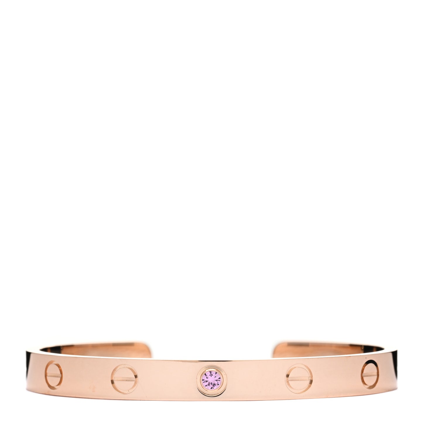 18K Pink Gold Pink Sapphire LOVE Cuff Bracelet 16