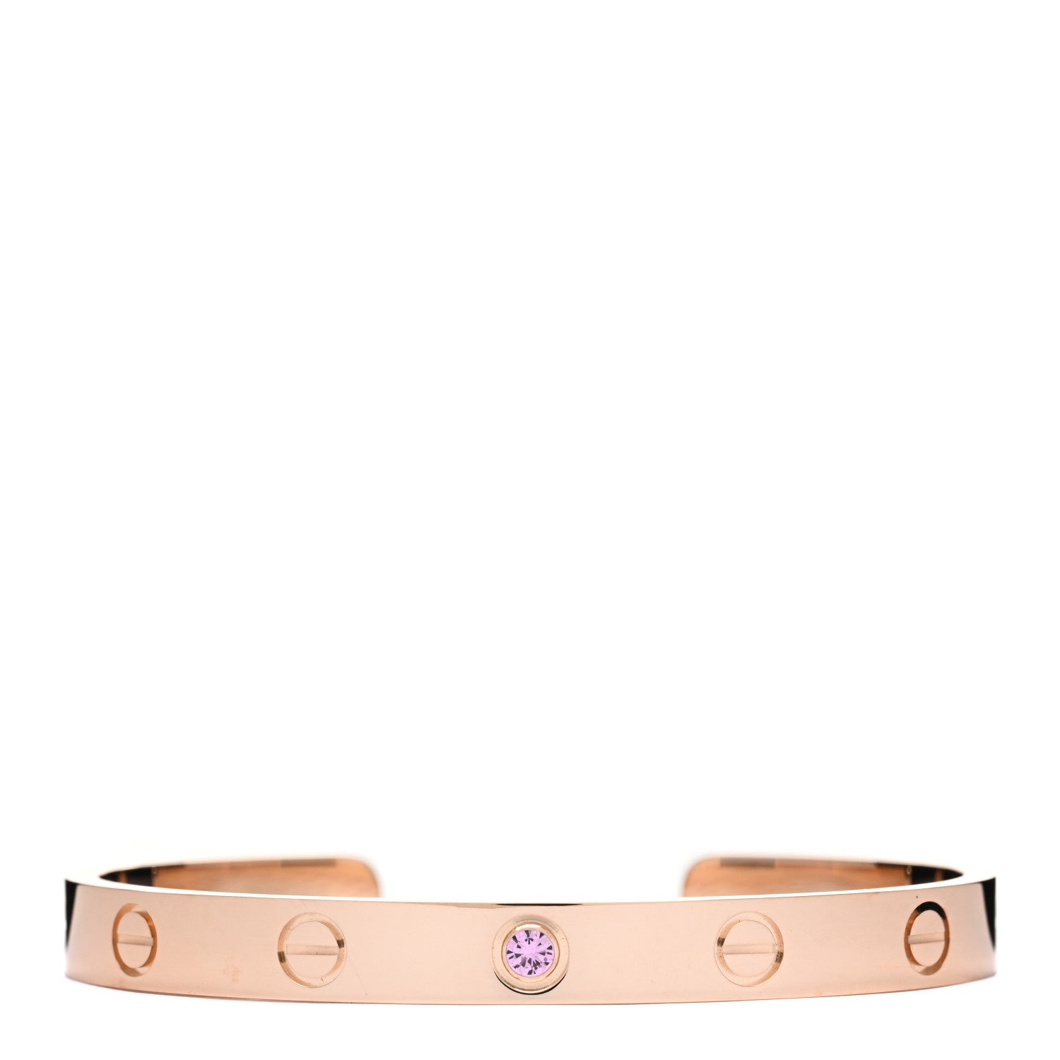 Cartier 18K Pink Gold Pink Sapphire LOVE Cuff Bracelet 16 1 of 4