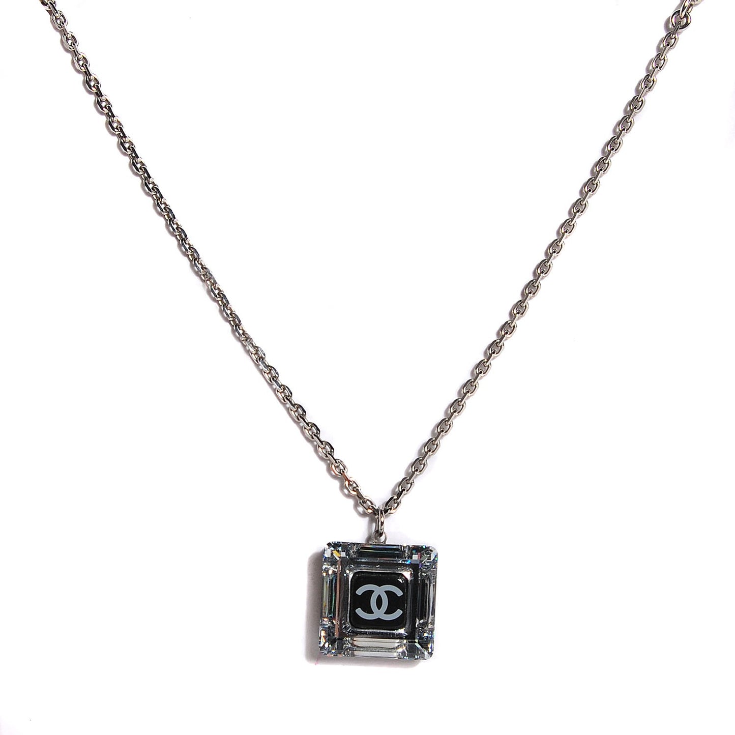 Crystal CC Square Charm Necklace