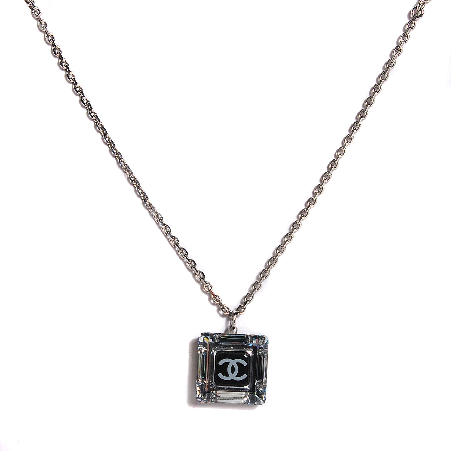 Chanel Crystal CC Square Charm Necklace 1 of 6