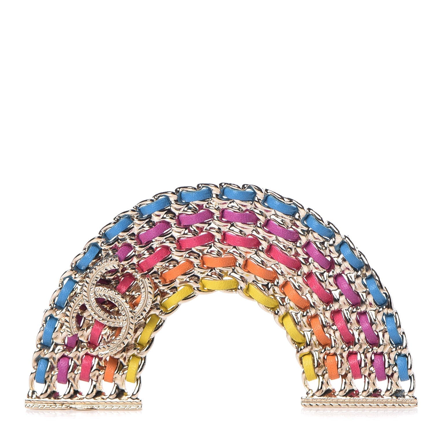 Chanel Lambskin Chain Rainbow CC Brooch Gold Multicolor 1 of 5
