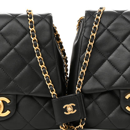 Chanel Lambskin Pearl Quilted Side Packs Black 8 of 11