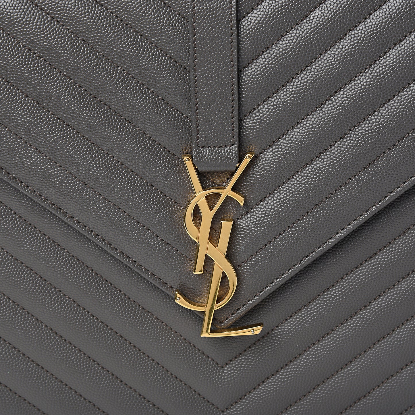 Grain De Poudre Matelasse Chevron Large Monogram Satchel Earth